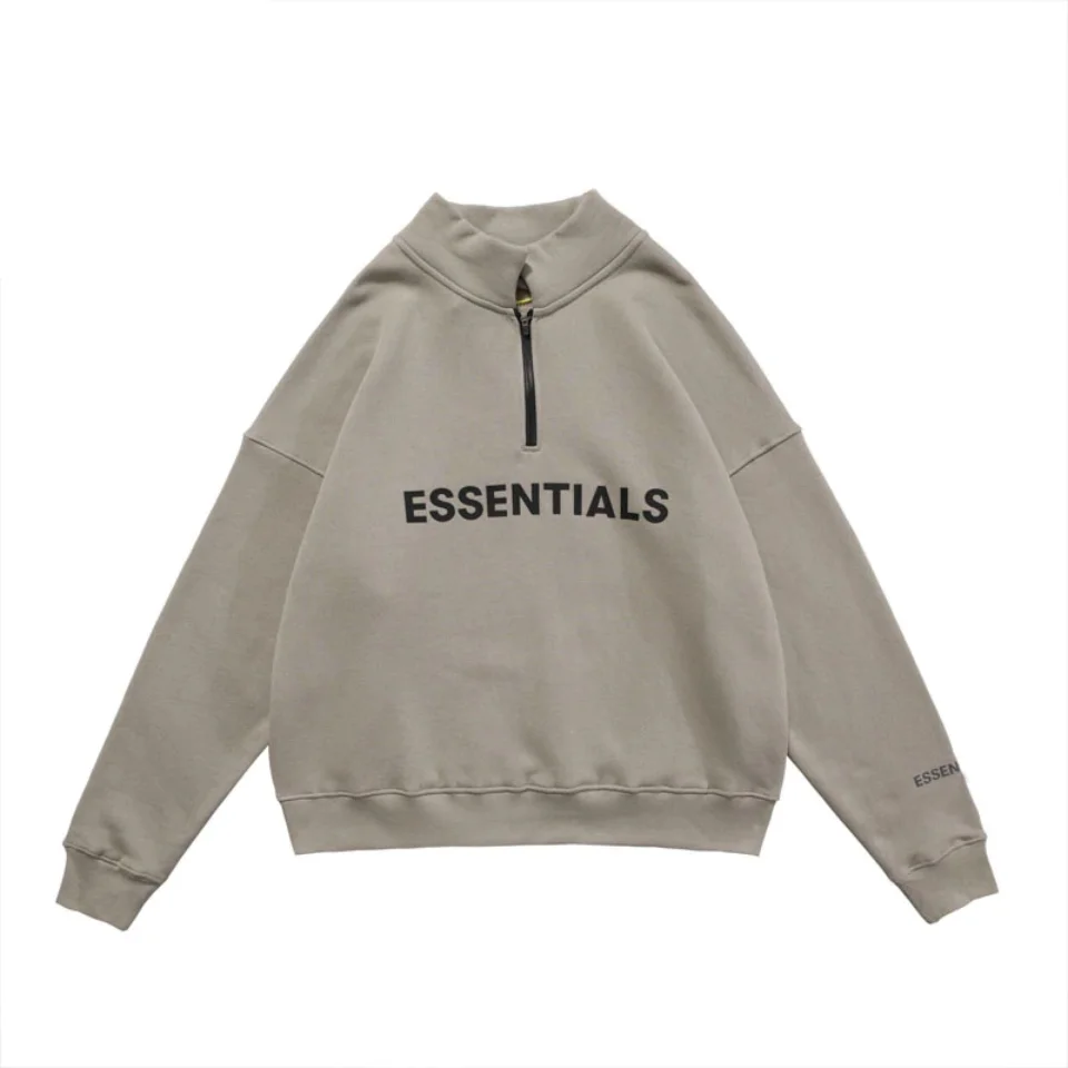 Essentials Half Zip High Collar Loose Hoodie Essentials Half Zip High Collar Loose Hoodie