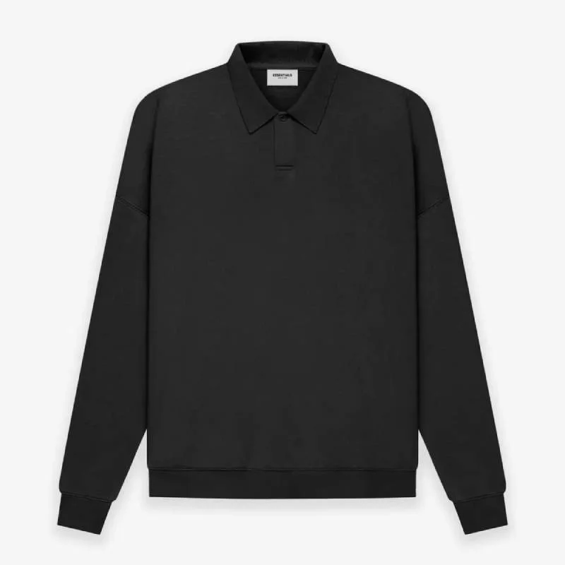 Fear of God ESSENTIALS Long Sleeve Polo Sweatshirt Black Fear of God ESSENTIALS Long Sleeve Polo Sweatshirt Black