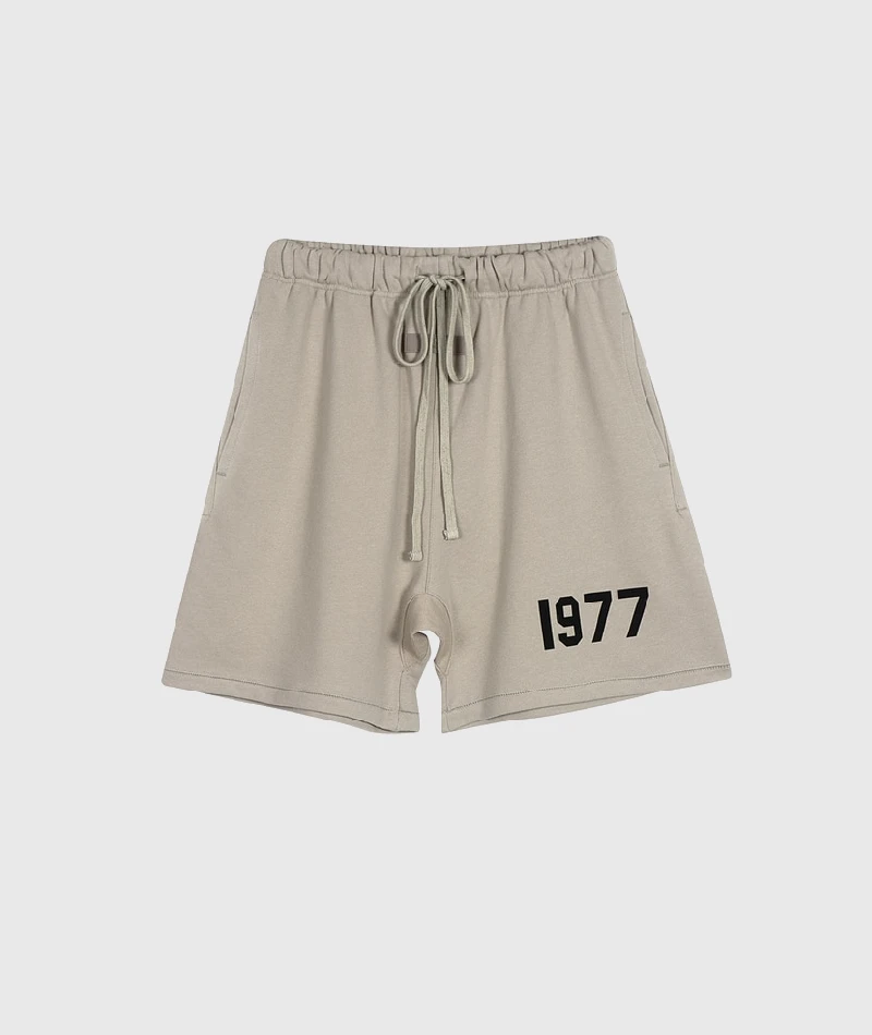 Fear of God Essentials 1977 Logo Shorts Beige Fear of God Essentials 1977 Logo Shorts Beige