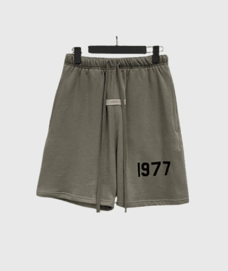 Fear of God Essentials 1977 Logo Shorts Dark Grey Fear of God Essentials 1977 Logo Shorts Dark Grey