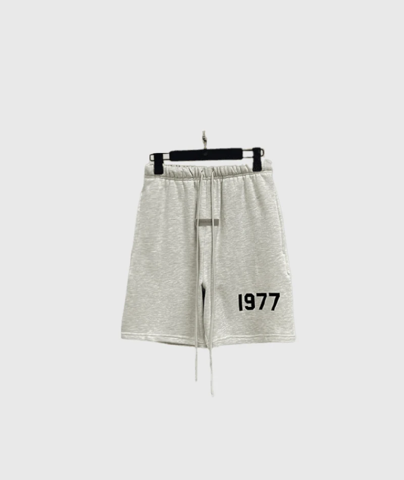 Fear of God Essentials 1977 Logo Shorts Grey Fear of God Essentials 1977 Logo Shorts Grey